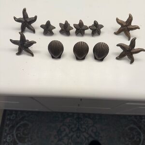 Starfish and Shell Bronze Knob Set